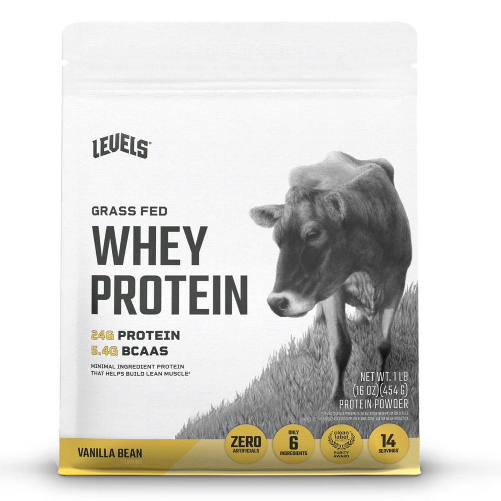 Levels Grass Fed Whey Container — premium protein from pasture-raised dairy.