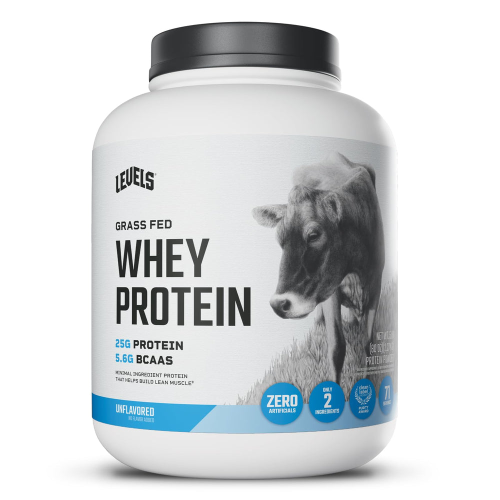 Levels grass-fed whey protein bag front for quick, high-protein shakes