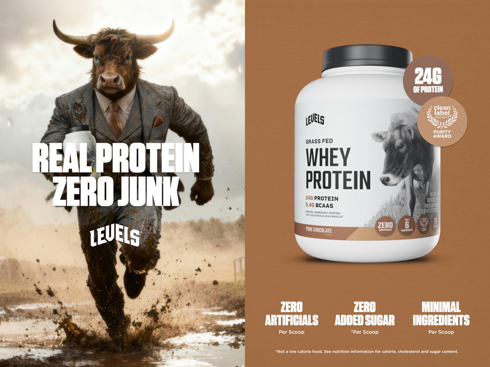 Levels Grass-Fed Whey shaker ready for quick post-workout shakes.