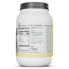 Levels Vanilla Bean Casein micellar processing note suggests high quality, slow-release protein.