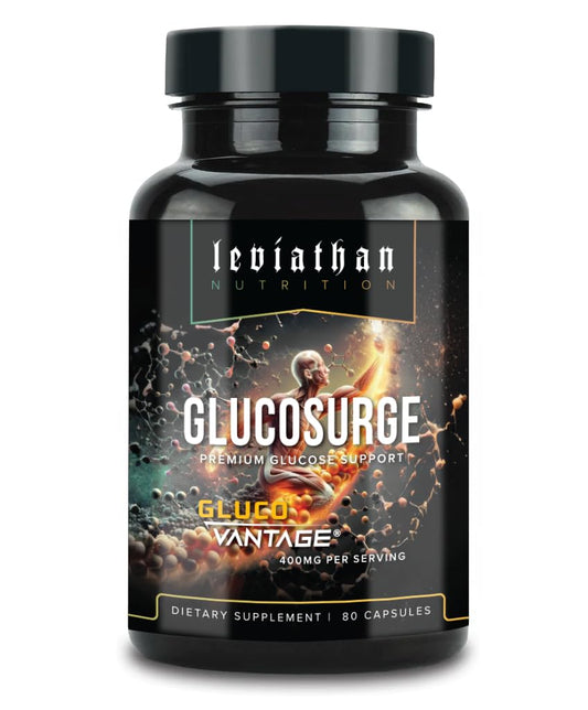 Leviathan GlucoSurge bottle with capsules for daily wellness