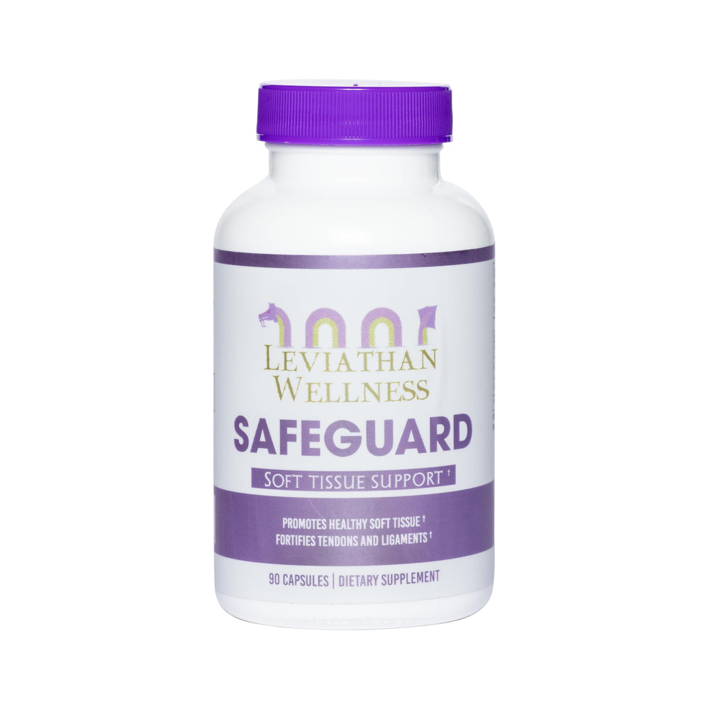 Leviathan Wellness Safeguard bottle-front for joint support in active lifestyles.