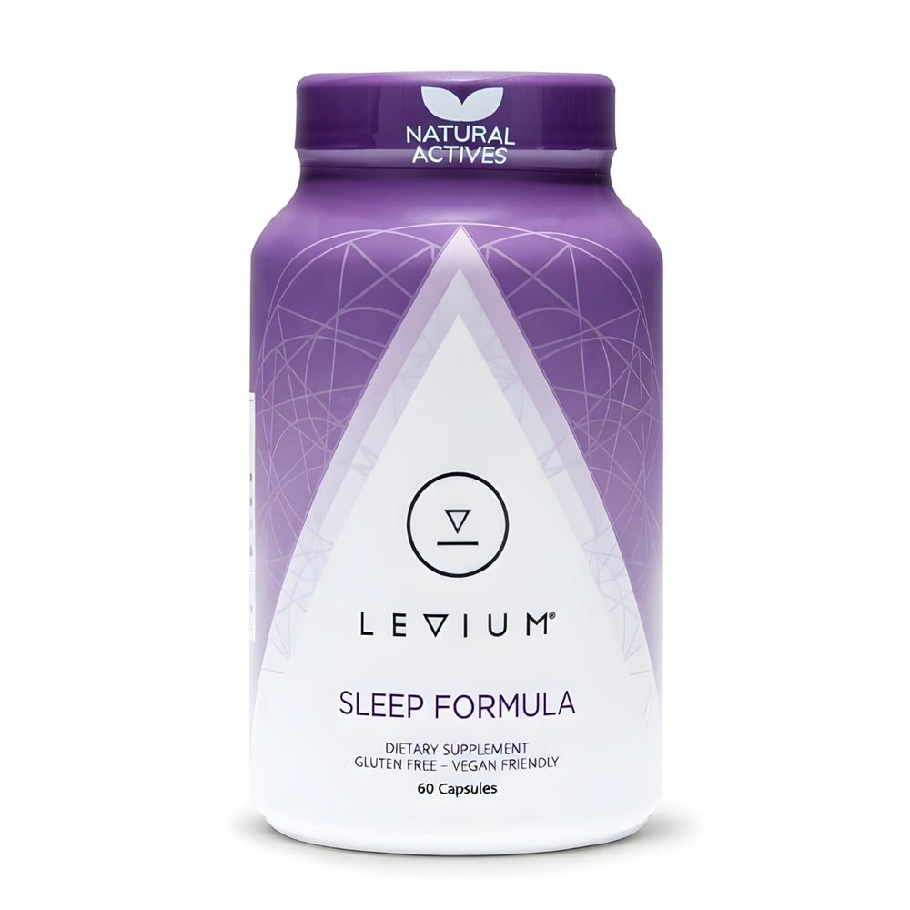 Levium Sleep Formula bottle ready for a calming bedtime routine