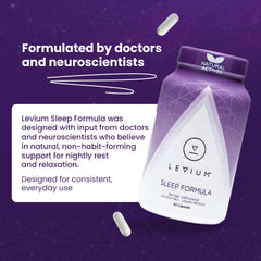 Levium Sleep Formula label front showing key ingredients
