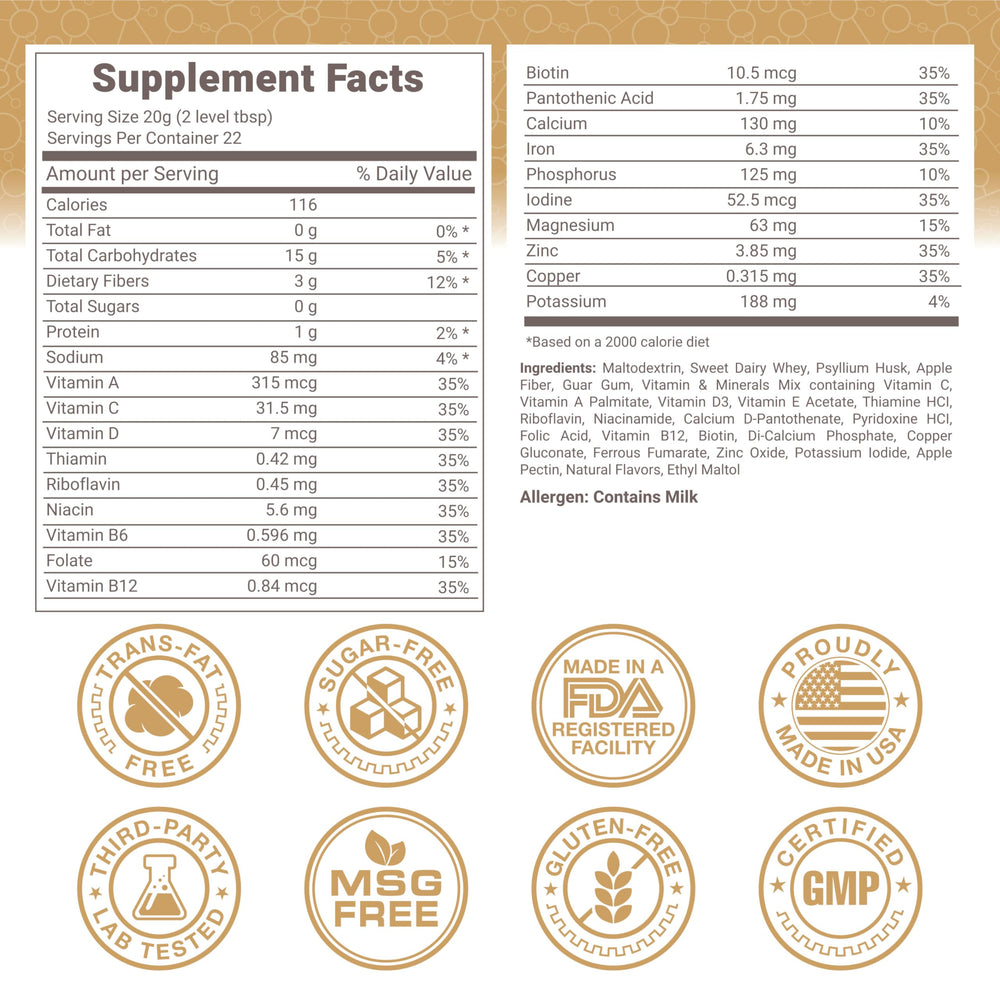 Lewis Labs Fabulous Fiber vanilla coconut flavor in a glass for daily use