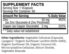 Lewis Labs Zinc Picolinate capsules shown as easy-to-swallow veggie form