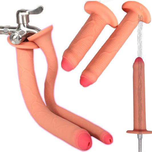 Lewosu realistic hollow dildo for dual anal and vaginal use; easy to clean.