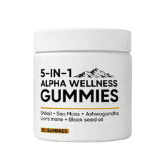 Lexenic 5-in-1 Alpha Wellness Gummies bottle for daily wellbeing.