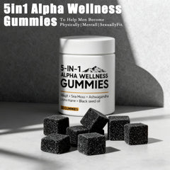 Lexenic gummies packaging box highlighting 5-in-1 formula benefits.