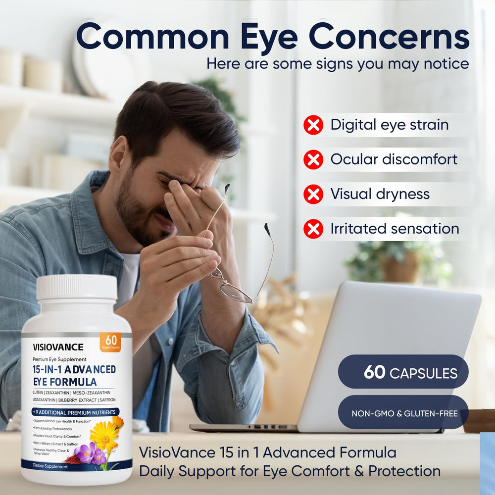 Close-up of Lexenic VisioVance capsules for easy daily eye health routine.