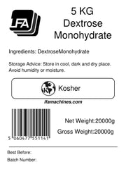 LFA Dextrose Monohydrate powder with scoop, ideal for easy mixing.