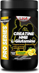 LHA Pro Series Recovery Creatine Lemon Powder scoop beside the jar for convenience.