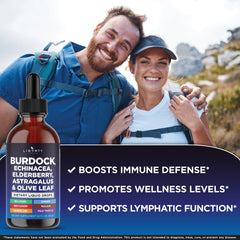 Liberty Lifestyle Immune Detox Drops label close-up highlights natural herbs for wellness.