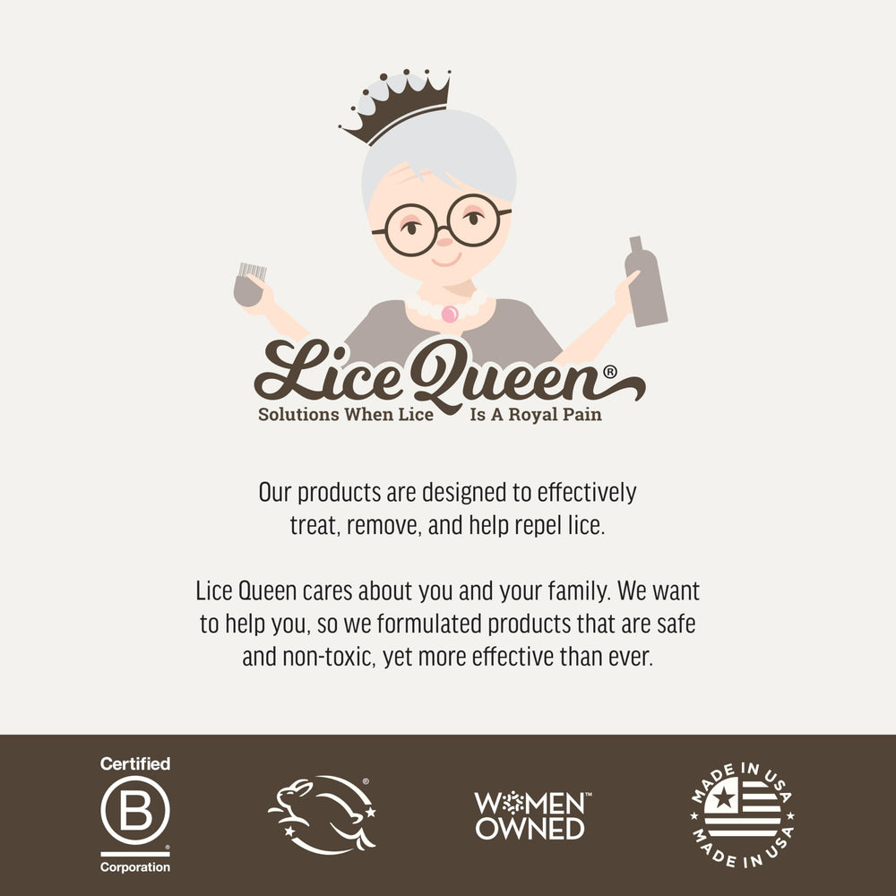 Lice Queen bottle in shower emphasizes gentle cleansing for kids and adults.