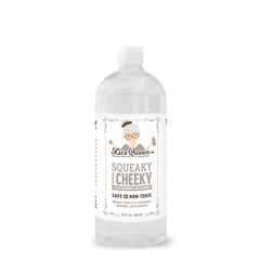 Lice Queen Squeaky Cheeky bottle front shows family-friendly lice treatment for all hair types.