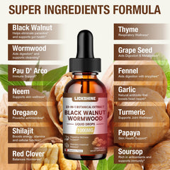 Lickshine 23-in-1 detox ingredients image with botanical selection.