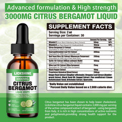Lickshine dropper closeup shows bergamot liquid drops for easy, on-the-go supplementation.