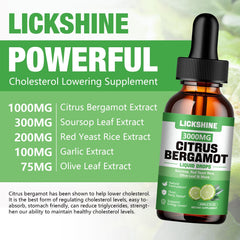 Lickshine label view highlights two-pack packaging and key bergamot extract ingredients.