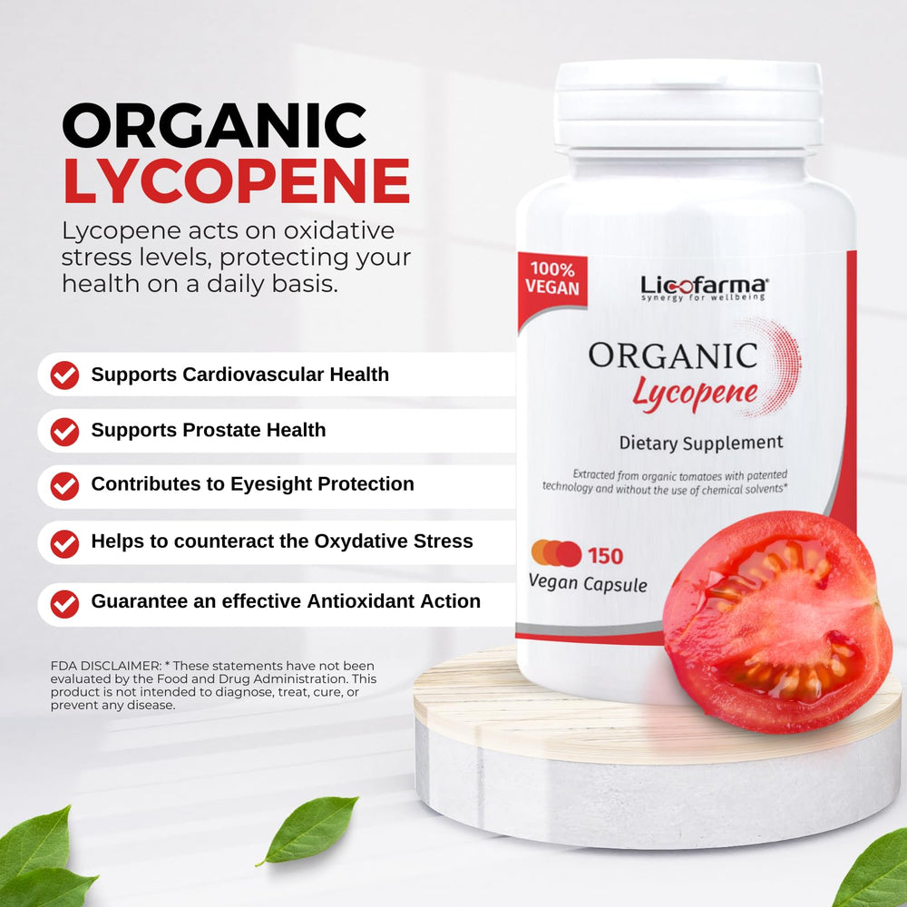 Licofarma Organic Lycopene bottle with Italian tomato origin