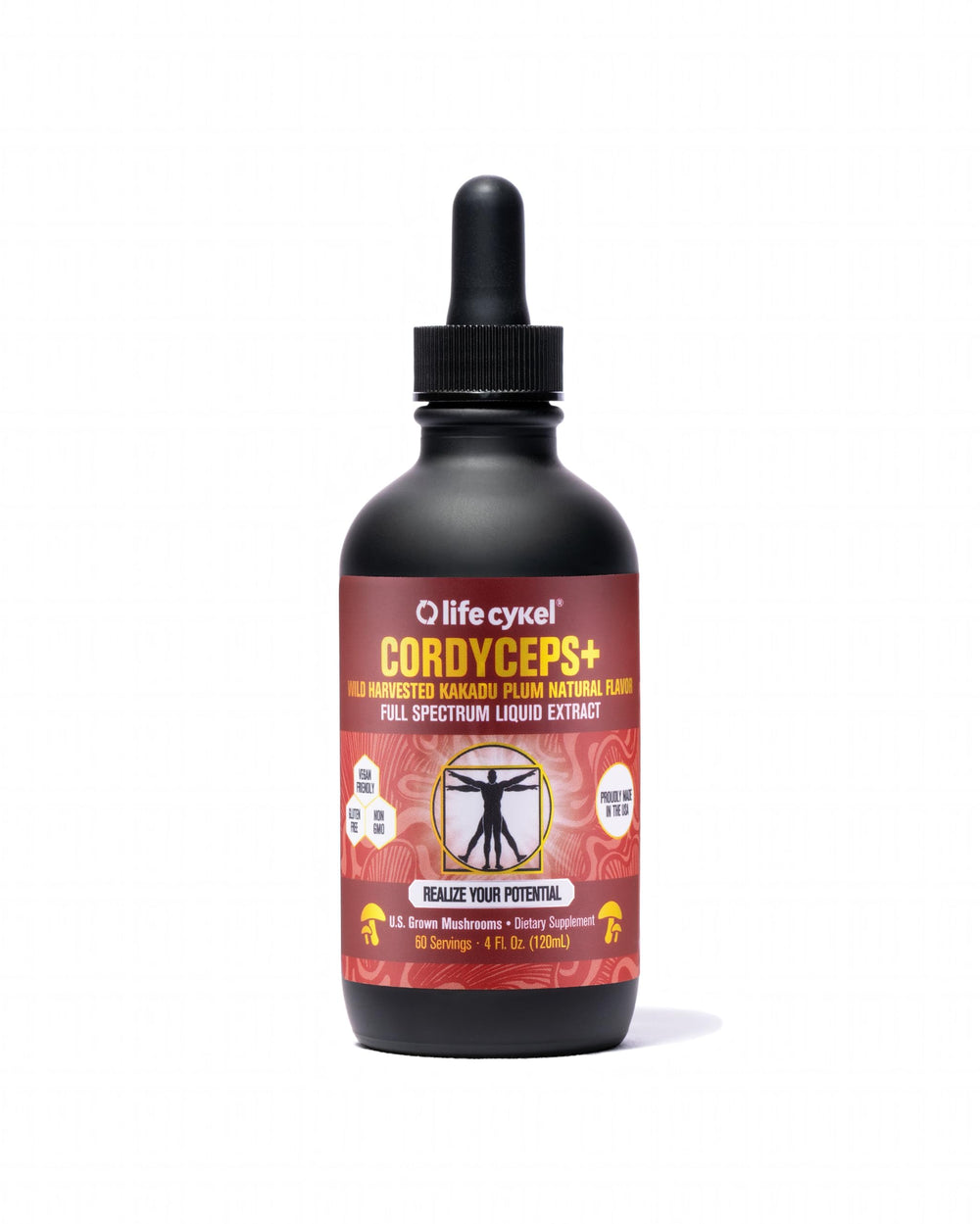 Life Cykel cordyceps bottle with Kakadu Plum supporting daily energy and vitality