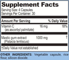 Life Enhancement Bye-Lori capsule closeup, 1000 mg mastic gum extract in each serving