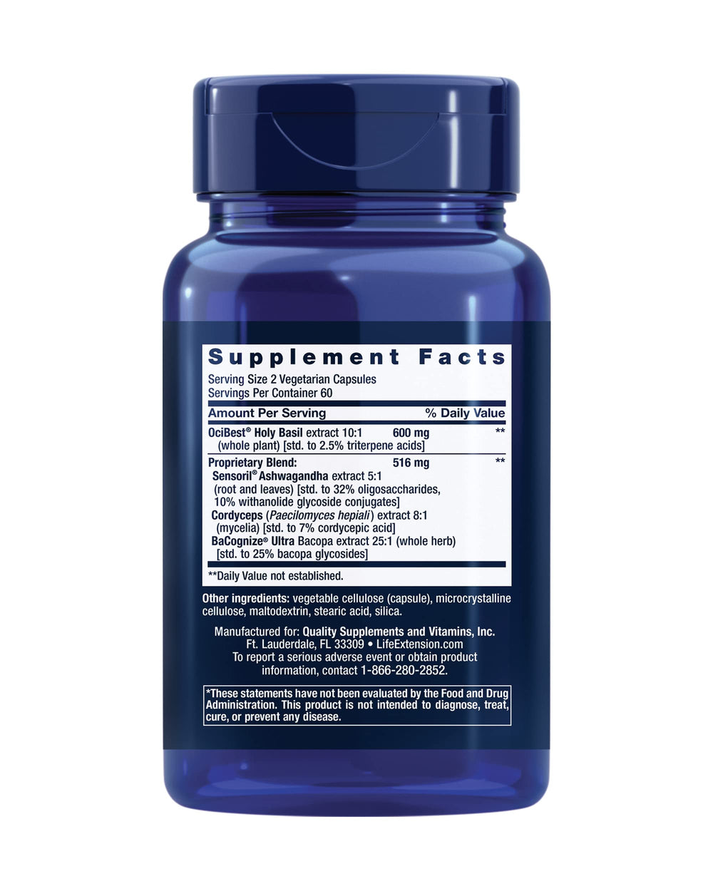 Life Extension Adrenal Energy capsules close-up highlighting vegetarian formula for clean energy