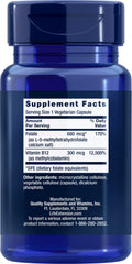 Bottle label close-up highlighting 5-MTHF and methylcobalamin forms