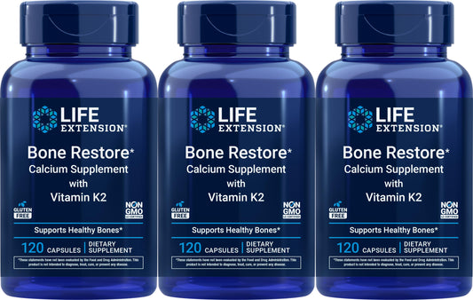 Life Extension Bone Restore bottle with calcium and Vitamin K2 for bone support