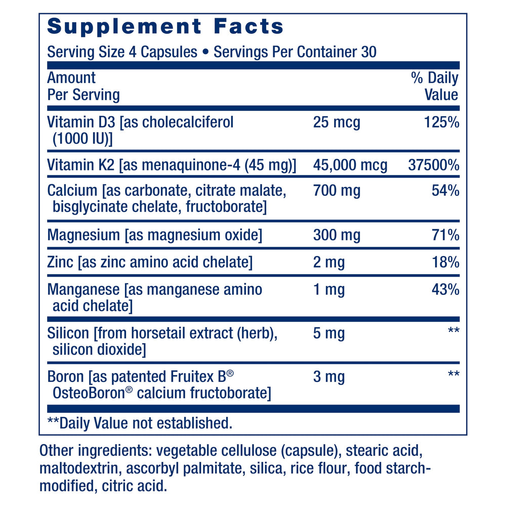 Life Extension Bone Restore Elite calcium and D3 capsules designed for daily bone care