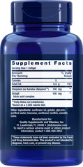 Life Extension CoQ10 Super Ubiquinol label close-up emphasizing enhanced absorption