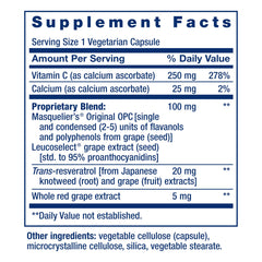 Life Extension Grapeseed Extract label highlighting non-GMO and gluten-free quality.