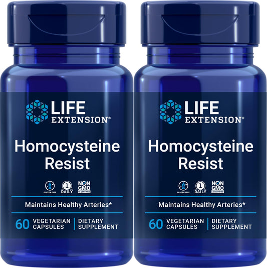 Life Extension Homocysteine Resist bottle front with vegetarian capsules