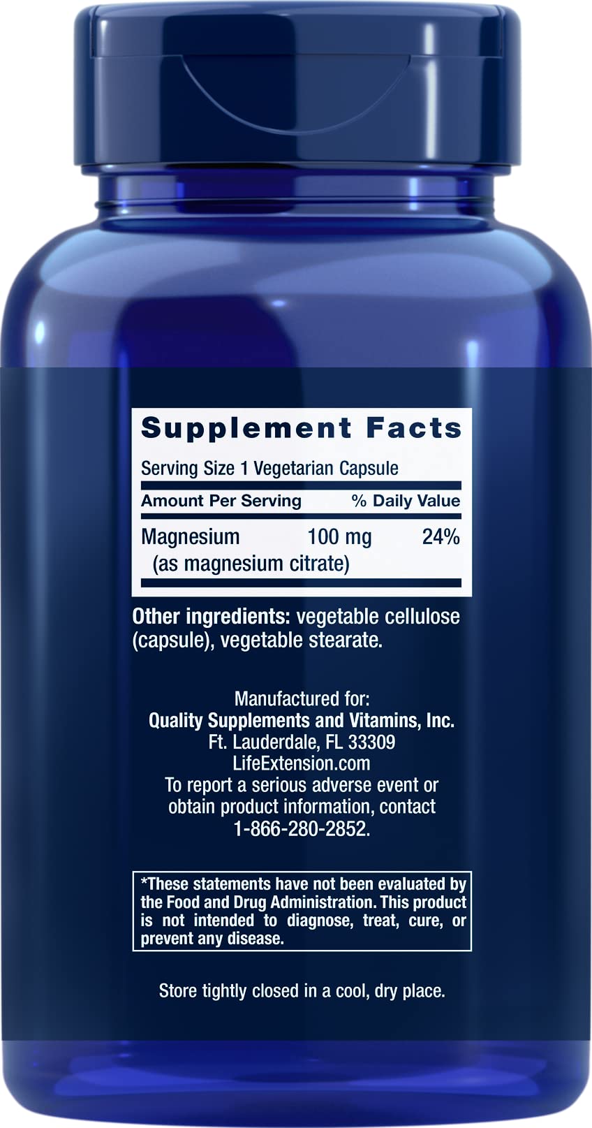 Life Extension Magnesium Citrate capsules show high bioavailability for steady magnesium support.