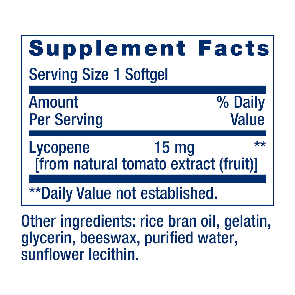 Life Extension Mega Lycopene label detail emphasizing non-GMO and gluten-free credentials.