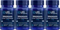Life Extension Melatonin 6 Hour Timed Release bottle pour supports gradual sleep onset