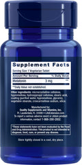 Life Extension Melatonin 6 Hour Timed Release label closeup highlights 3 mg dosage for steady sleep support