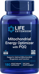 Life Extension Mitochondrial Energy Optimizer bottle on a counter indicating daily routine