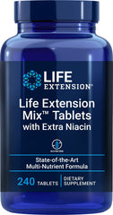 Life Extension Mix extra niacin tablets bottle; supports energy production and healthy aging