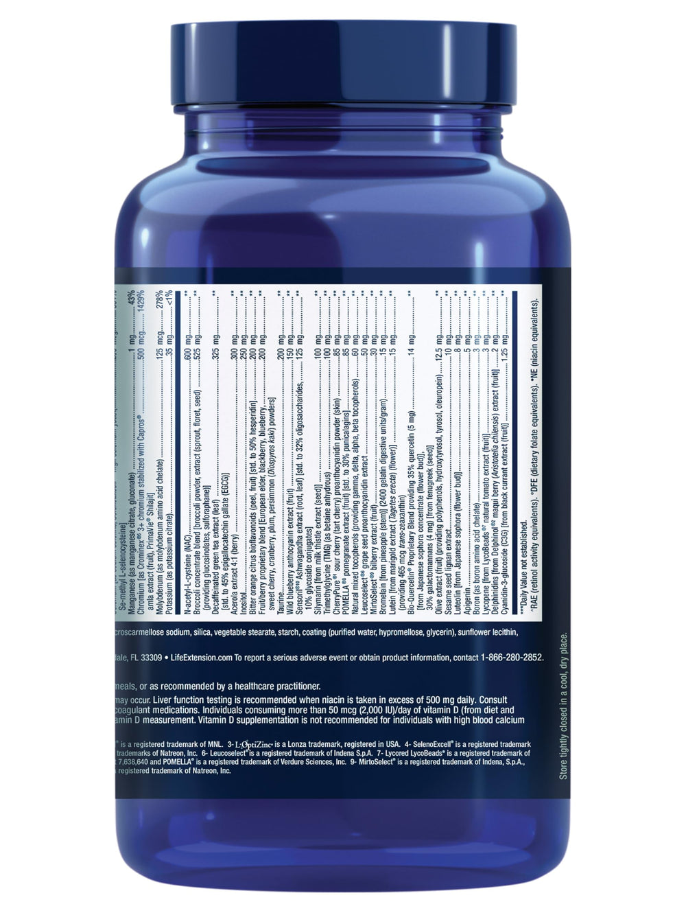 Life Extension Mix without Copper bottle side emphasizes copper-free formula for sensitive dietary needs.