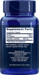 Life Extension NAC 600mg bottle pour illustrating easy dosing for daily use