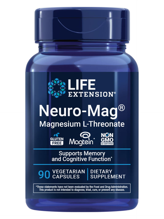 Life Extension Neuro-Mag bottle-front showing cognitive support focus.
