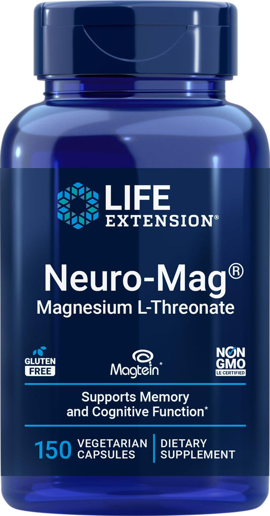 Life Extension Neuro-Mag bottle front showing Magtein for brain support