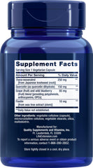 Life Extension Optimized Resveratrol capsules close-up, vegetarian capsules for easy daily use