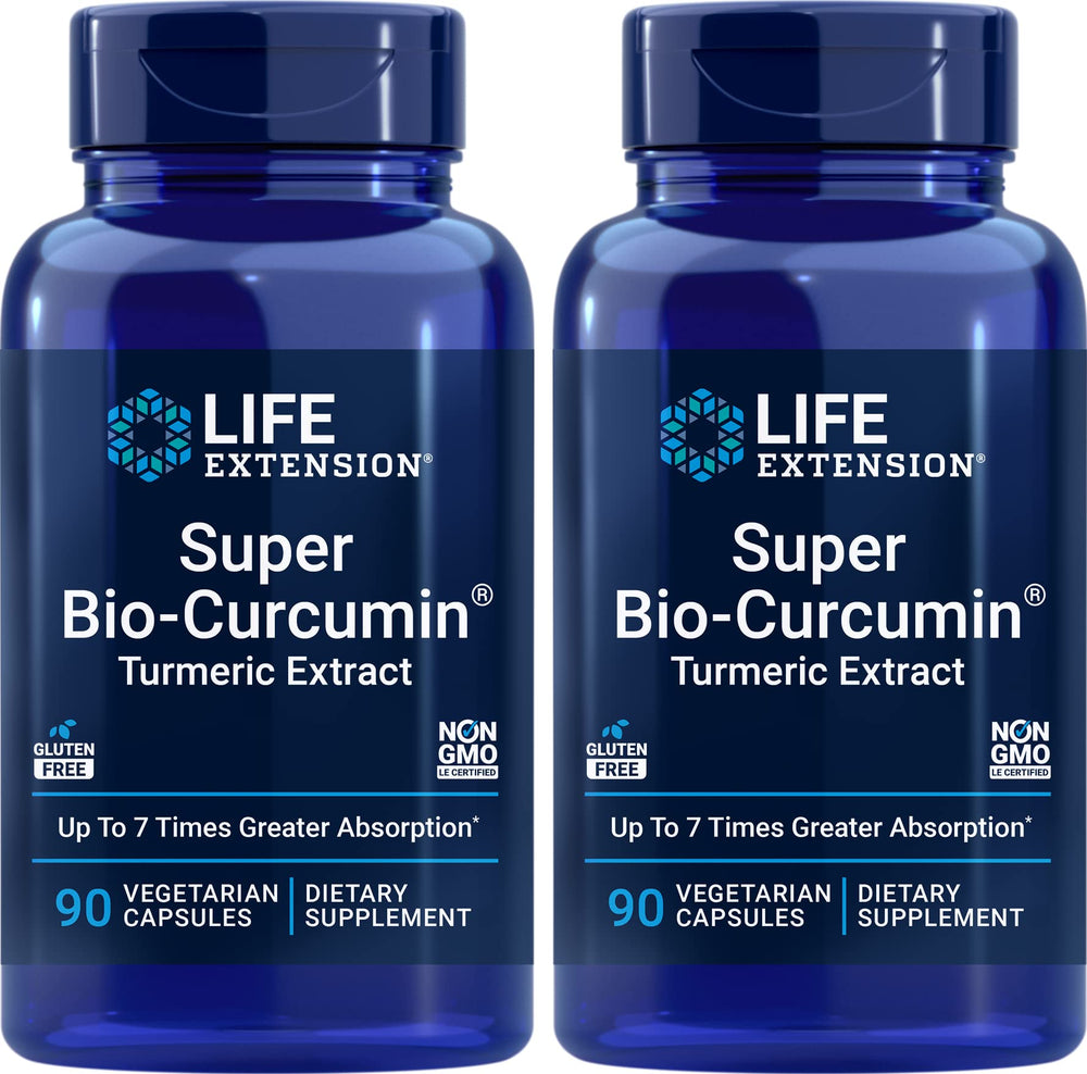 Life Extension Super Bio-Curcumin bottle front shows premium turmeric formula.