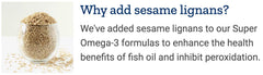 Life Extension Super Omega-3 sesame lignans badge on packaging signaling enhanced formulation.