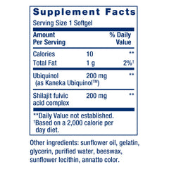 Life Extension Super Ubiquinol CoQ10 label closeup shows product details.