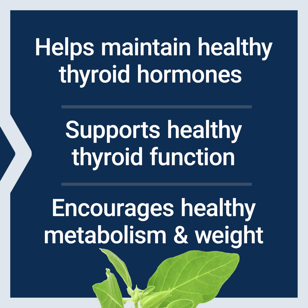 Life Extension Thyroid Support Complex ashwagandha arrangement highlights adaptogenic herb.