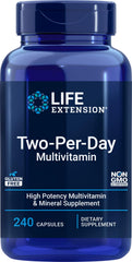 Life Extension Two-Per-Day bottle front, daily wellness support.
