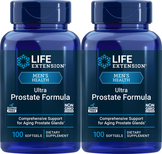 Life Extension Ultra Prostate Formula bottle top, signaling premium packaging for urinary comfort support.