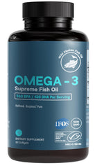 Life & Food Omega-3 Supreme bottle with MSC-certified purity and easy swallow.